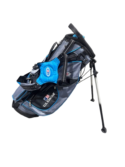 Vist Large View of Product Image Which is Used US Kids US KIDS 4 WAY STAND BAG Jr Stand Bag Black And Carolina Blue