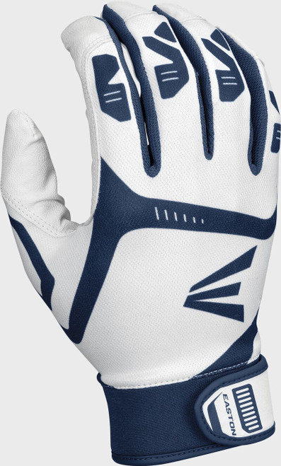 Vist Large View of Product Image Which is New Easton Gametime Batting Gloves White/Navy Junior LG