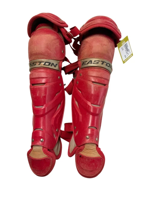 Vist Large View of Product Image Which is Used Easton RED SHIN GUARDS Catchers Leg Guards Red Junior