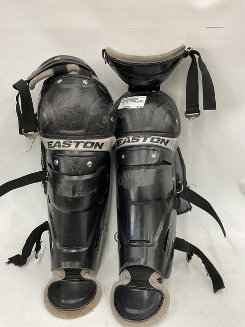 Vist Large View of Product Image Which is Used Easton BLK CATCHER SHINGUARDS WITH KNEE SAVERS Catchers Leg Guards Black Intermed