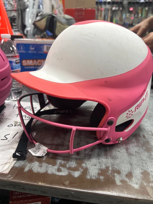 Vist Large View of Product Image Which is Used HELMET WITH MASK Batting Helmet w/Mask Pink One Size