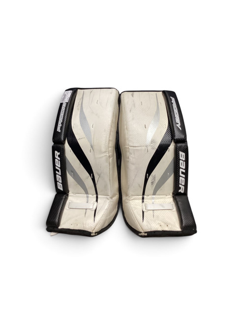 Vist Large View of Product Image Which is Used Bauer PRODIGY Goalie Leg Pads Youth White 22"