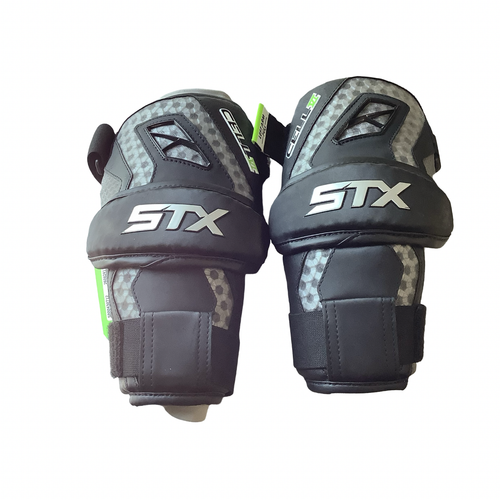 Vist Large View of Product Image Which is Used STX CELL VI ELBOW PAD Lacrosse Arm Pads/Guards Black MD