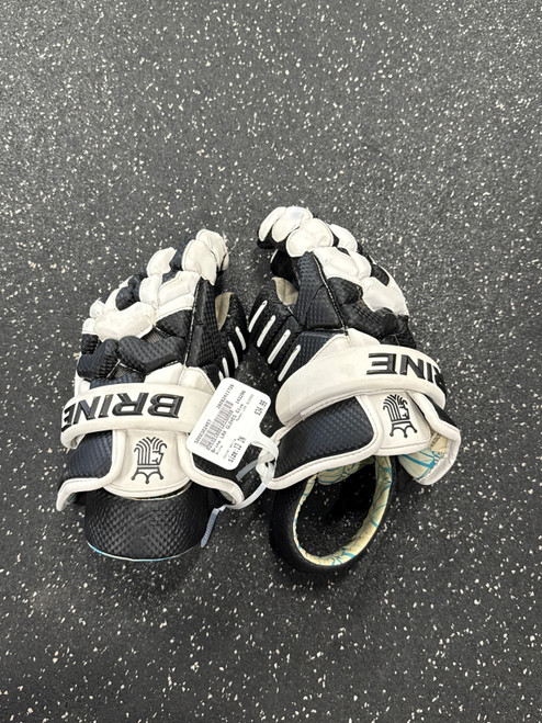 Vist Large View of Product Image Which is Used Brine LAX GLOVES Lacrosse Gloves Mens White 13"