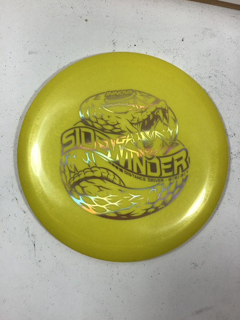 Vist Large View of Product Image Which is Used Innova G STAR SIDEWINDER Disc Golf Driver Yellow 164g