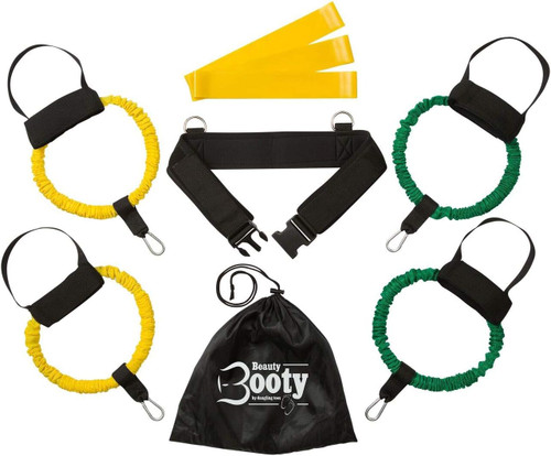 Vist Large View of Product Image Which is Used Dangling Toes BEAUTY BOOTY Resistance Bands Set w/ Belt - Excellent