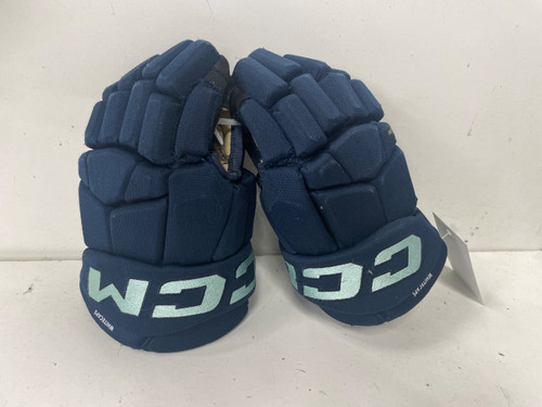Vist Large View of Product Image Which is Used CCM NORTH SHORE WHITE CAPS Junior Gloves Navy Blue 11"
