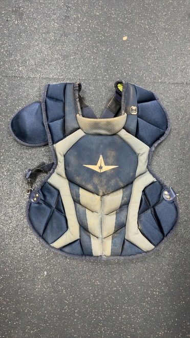 Vist Large View of Product Image Which is Used All Star CPCC912S7X Catchers Chest Protector Navy Blue Youth