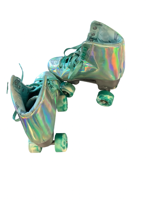 Vist Large View of Product Image Which is Used AJ SKATES SZ 4 TEAL Senior Roller Quad Skates Turquoise Senior 4
