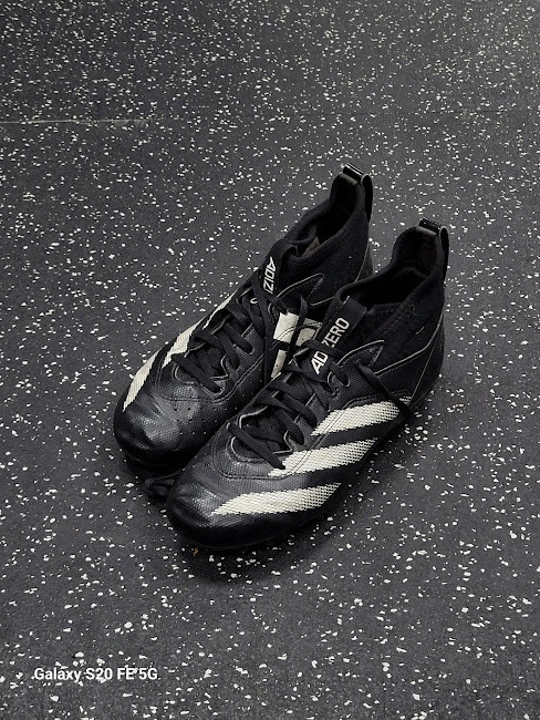 Vist Large View of Product Image Which is Used Adidas ADIZERO Jr FB Cleats Black Junior 05.5