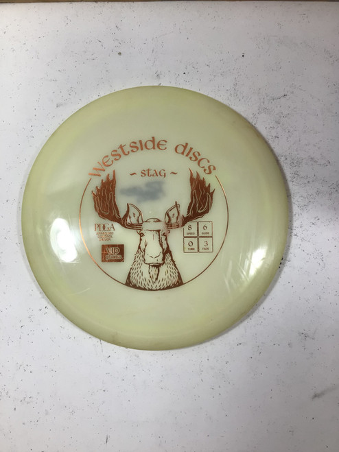 Vist Large View of Product Image Which is Used Westside VIP STAG Disc Golf Driver White 173g