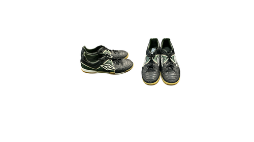 Vist Large View of Product Image Which is Used Umbro Soccer Indoor Shoes Black And Green Senior 6.5