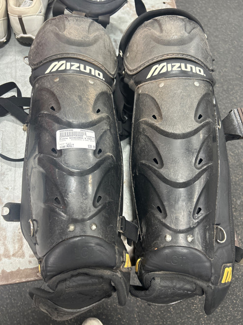 Vist Large View of Product Image Which is Used Mizuno SHINGUARDS W KNEE SAVERS Catchers Leg Guards Black Adult