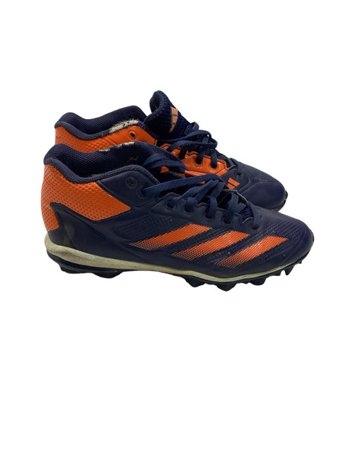 Vist Large View of Product Image Which is Used Adidas ADIZERO IMPACT BB CLEAT BB/SB Cleats Navy Blue And Orange Senior 5.5
