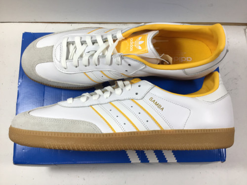 Vist Large View of Product Image Which is NEW Adidas SAMBA OG Soccer Indoor Shoes White And Yellow Senior 13