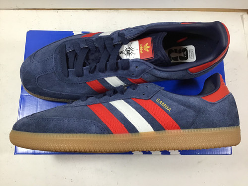 Vist Large View of Product Image Which is NEW Adidas SAMBA OG Soccer Indoor Shoes Navy Blue And Red Senior 10