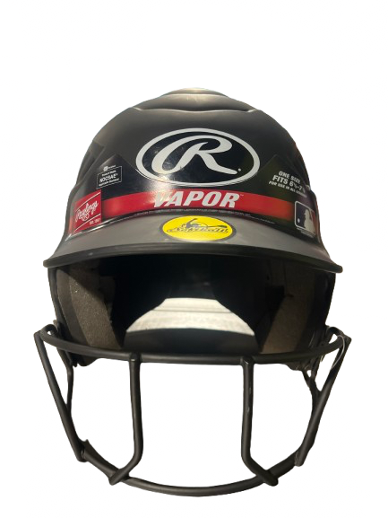Vist Large View of Product Image Which is Used Rawlings VAPOR W/ MASK Batting Helmet w/Mask Black S/M