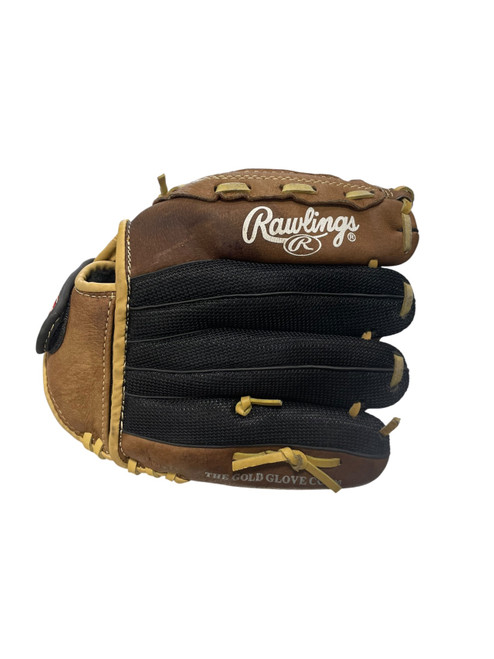 Vist Large View of Product Image Which is Used Rawlings PM110MBC BB/SB Glove LH Throw Brown And Black 11"