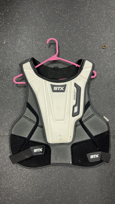 Vist Large View of Product Image Which is Used STX GOALIE SHIELD600 Lacrosse Shoulder Pads White XL