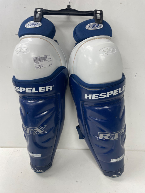Vist Large View of Product Image Which is Used Hespeler RTX Senior Shin Guards Navy Blue 15"