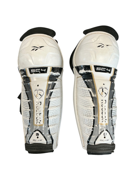 Vist Large View of Product Image Which is Used Reebok SC4 Junior Shin Guards White 10"