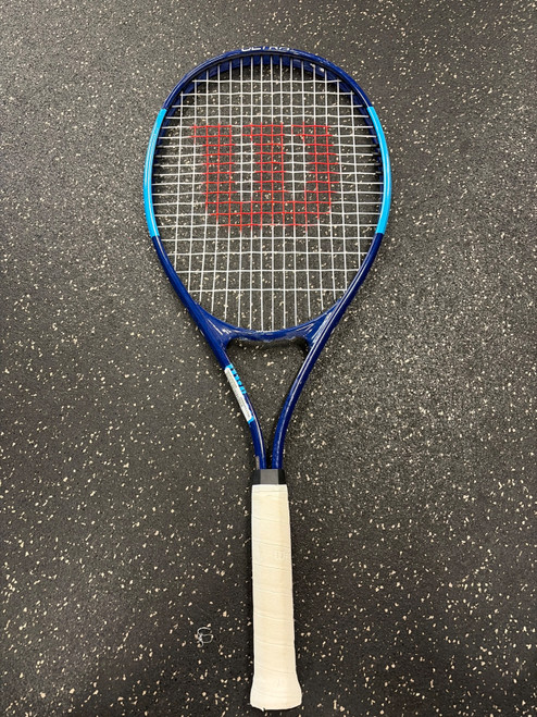 Vist Large View of Product Image Which is Used Wilson ULTRA POWER XL 112 Adult Tennis Racquet Royal Blue 4 3/8"
