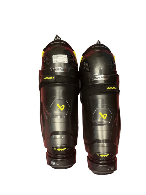 Vist Large View of Product Image Which is Used Bauer SUPREME MACH Senior Shin Guards Black 16"