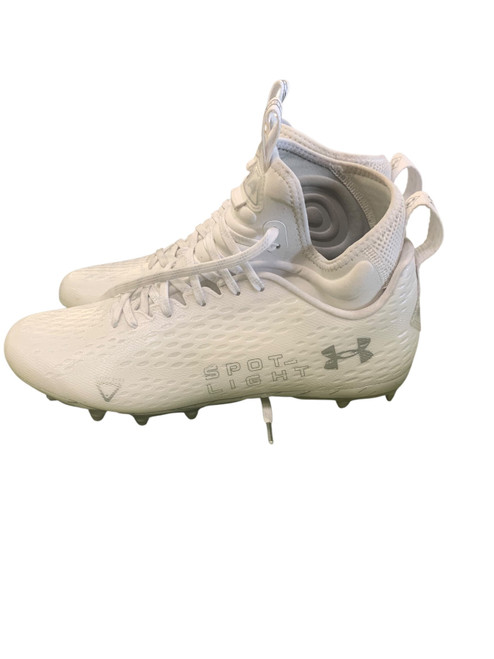 Vist Large View of Product Image Which is Used Under Armour Adult FB Cleats White Senior 11