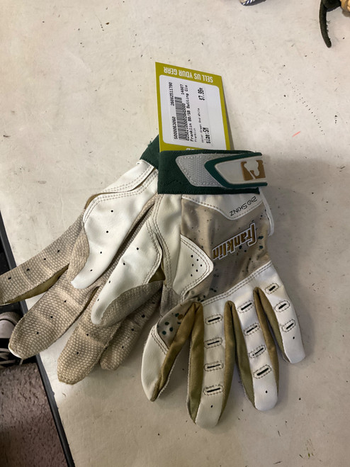 Vist Large View of Product Image Which is Used Franklin BB/SB Batting Gloves Green And White SM