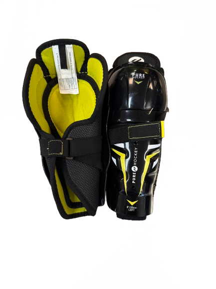 Vist Large View of Product Image Which is Used Pure Hockey SHIN GARDS Youth Shin Guards Black 8"