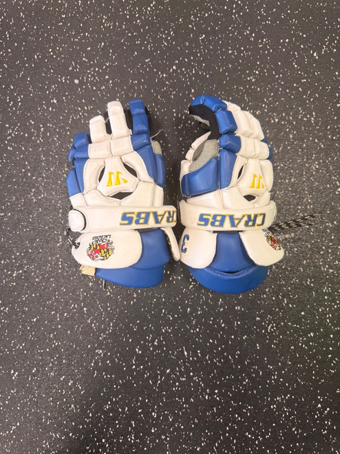 Vist Large View of Product Image Which is Used Warrior RIOT II Lacrosse Helmet White And Royal Blue LG