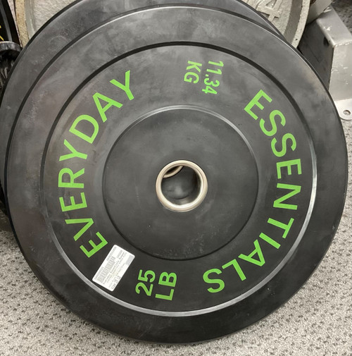 Vist Large View of Product Image Which is Used EVERYDAY ESSENTIALS BUMPER PLATE Olympic Plate (Each) Black And Neon Green 25 lb