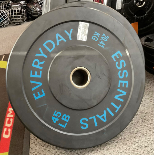 Vist Large View of Product Image Which is Used EVERYDAY ESSENTIALS BUMPER PLATE Olympic Plate (Each) Black And Carolina Blue 45 lb