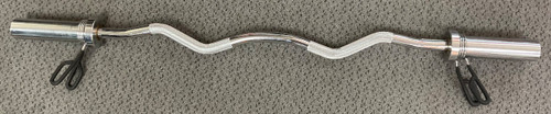 Vist Large View of Product Image Which is Used Exercise Olympic Curl Bar Silver 48"