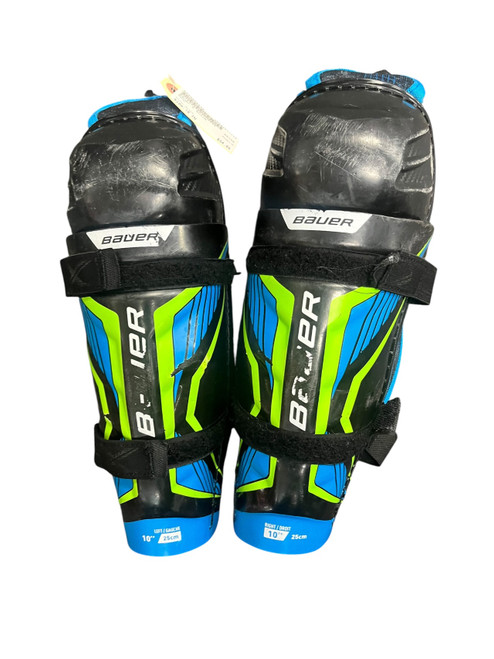 Vist Large View of Product Image Which is Used Bauer X Junior Shin Guards Black 10"