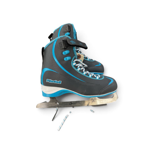 Vist Large View of Product Image Which is Used Riedell Soar Women's Figure Skates Size 7 Grey, side view