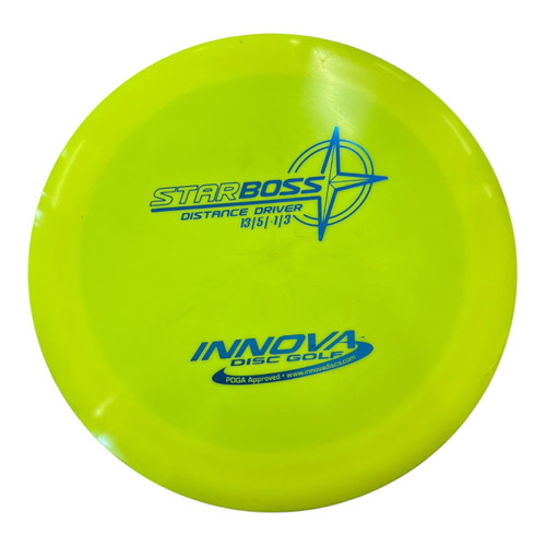 Vist Large View of Product Image Which is Used Innova STAR BOSS Disc Golf Driver Green 167g