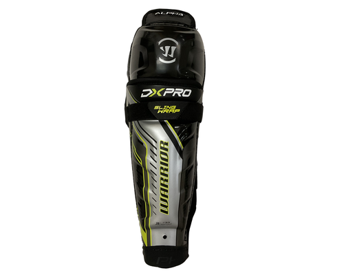 Vist Large View of Product Image Which is Used Warrior ALPHA DX PRO Junior Shin Guards Black 11"