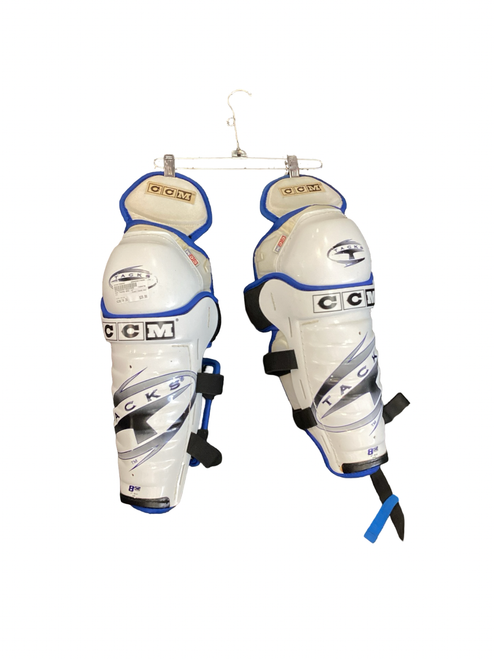 Vist Large View of Product Image Which is Used CCM TACKS 852 Senior Shin Guards White 14"