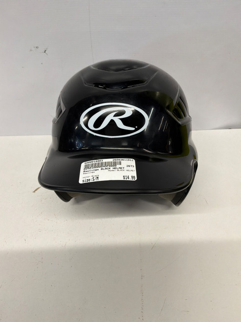 Vist Large View of Product Image Which is Used Rawlings BLACK HELMET Batting Helmet No Mask Black S/M