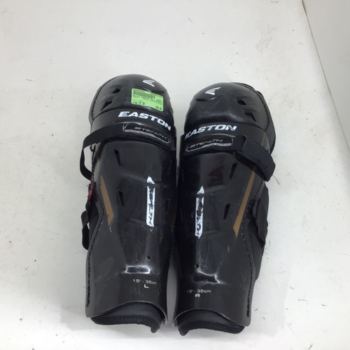 Vist Large View of Product Image Which is Used Easton STEALTH 15IN SHIN GUARDS Senior Shin Guards Black 15"