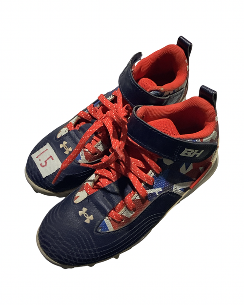 Vist Large View of Product Image Which is Used Under Armour BASEBALL BB/SB Cleats Navy Blue Junior 01.5