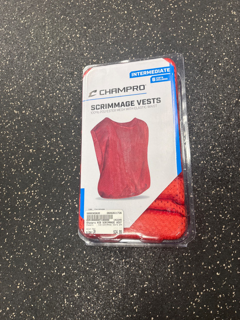 Vist Large View of Product Image Which is Used Champro NIB SCRIMMAGE VESTS 6PK Soccer Top Adt Red Junior