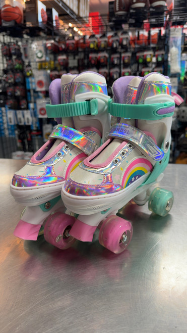Vist Large View of Product Image Which is Used RAINBOW PRINCESS Junior Roller Quad Skates White Adjustable