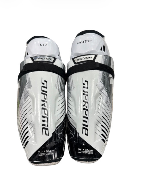 Vist Large View of Product Image Which is Used Bauer SUPREME Senior Shin Guards White 14"