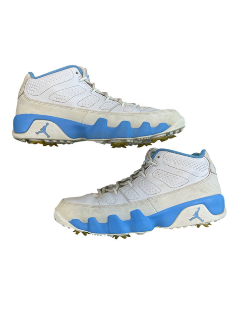Vist Large View of Product Image Which is Used Nike JORDAN 9 Mens Golf Shoes Carolina Blue And White Senior 9.5