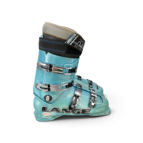 Vist Large View of Product Image Which is Used Lange WORLD CUP 120 Mens DH Ski Boot Turquoise 305 MP - M12.5