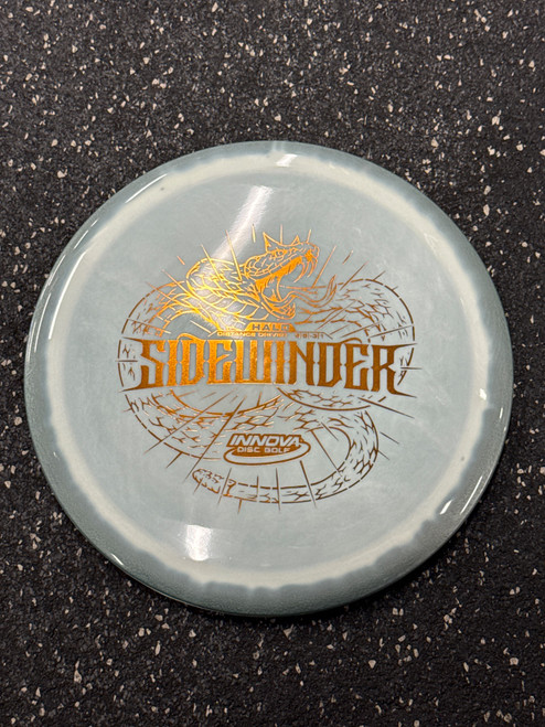Vist Large View of Product Image Which is Used Innova HALO SIDEWINDER Disc Golf Driver Grey 173g