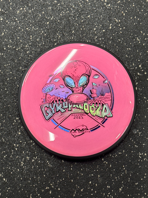 Vist Large View of Product Image Which is Used MVP GYROPALOOZA DIGITAL 2021 UPLINK Disc Golf Mid Range Pink 172g