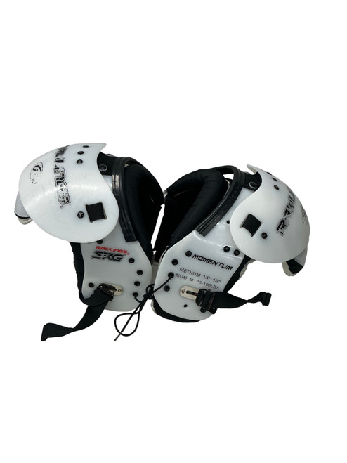 Vist Large View of Product Image Which is Used Rawlings SRG MOMENTUM FB Shoulder Pads White MD